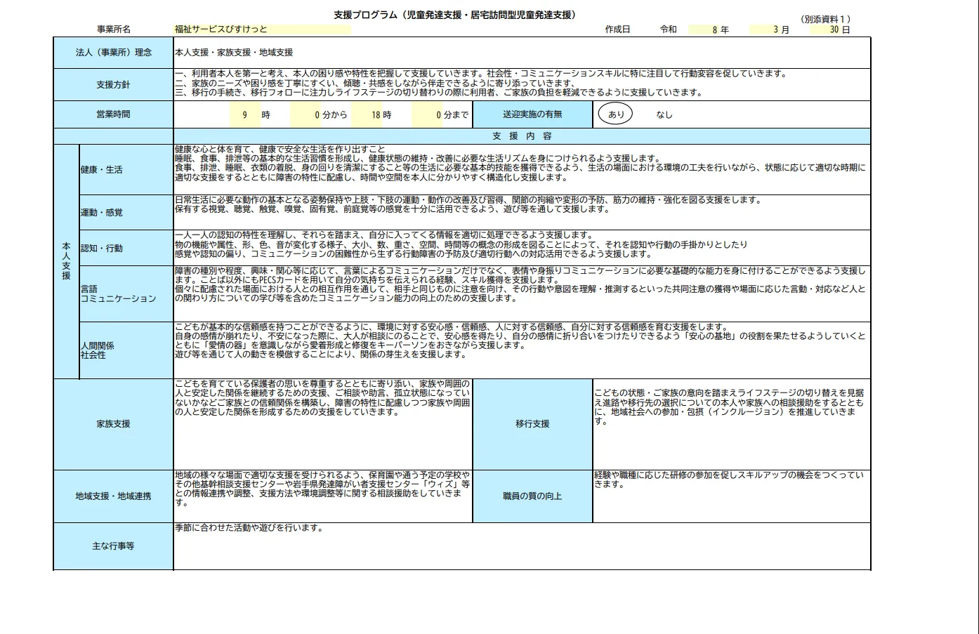 支援プログラム公表（HP変更に伴って転記）